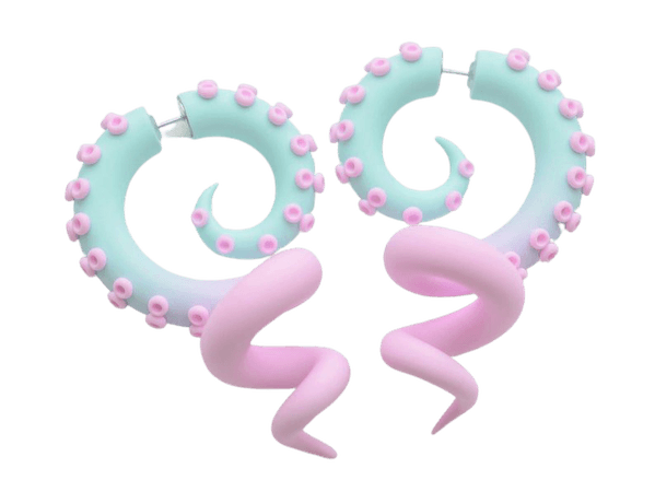 Yami Kawaii Octopus Earrings Tentacle Fake Gauges Pastel | Etsy
