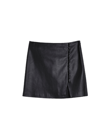 Black faux leather mini skirt | River Island