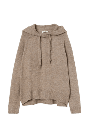 Fine-knit Hoodie - Beige melange - Ladies | H&M US