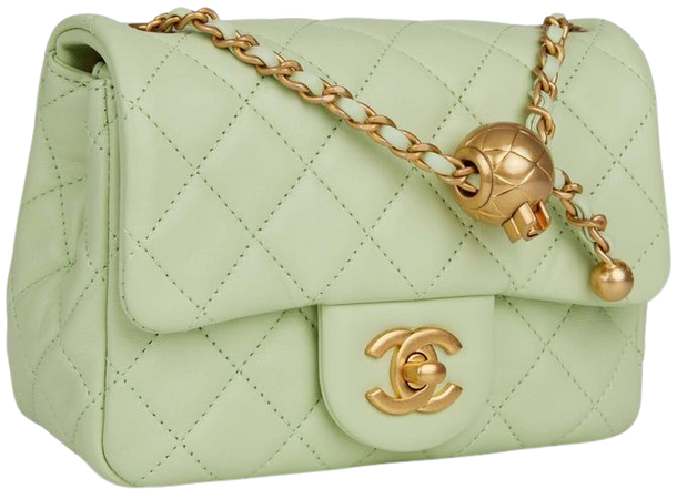 Pastel Green Chanel Bag with Gold hardware
