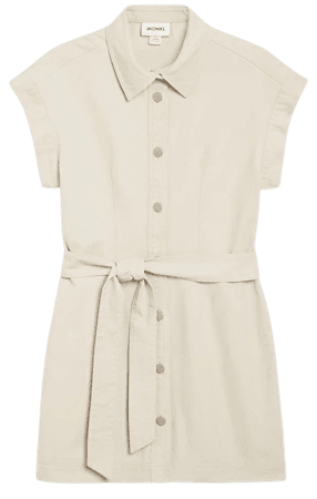 Mini denim shirt dress - Light beige - Mini dresses - Monki WW