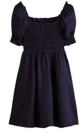 Smocked Bodice Mini Dress - Navy | Boden US