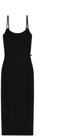 Long strappy fitted ribbed dress with cut-out detail - Dresses - Woman | Bershka
