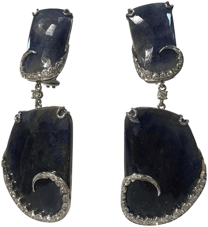 Sapphire and Diamond Gold Drop Statement Earrings Estate Fine Jewelry For Sale at 1stDibs
