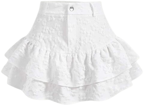 SHEIN MOD Jacquard Ruffle Trim Skirt | SHEIN USA