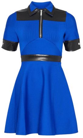 Pu Trim Bandage Knit Mini Dress | Karen Millen