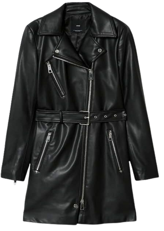 Leather-effect trench coat with zipper - Women | Mango USA