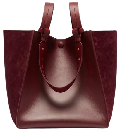 Cube Leather And Suede Tote Bag - Womens - Burgundy