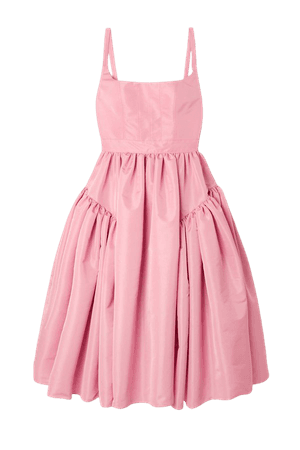 Pastel pink Open-back gathered faille midi dress | Alexander McQueen | NET-A-PORTER