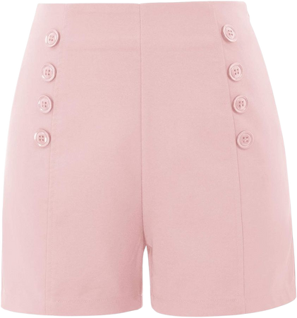 Belle Poque Women's Casual Work Cropped Pant Pocket High Waist Button Short Trouser,Pink,M at Amazon Women’s Clothing store