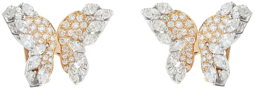 Shop Yeprem 18kt rose and white gold butterfly diamond earrings with Express Delivery - FARFETCH