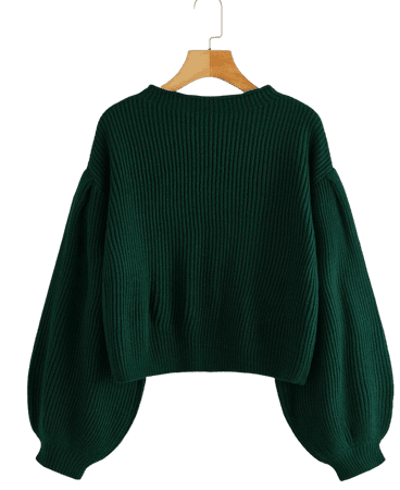 SHEIN Solid Drop Bishop Sleeve Sweater | SHEIN USA