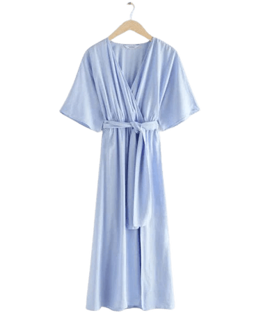 & Other Stories - Belted Wrap Midi Dress - Blue - Women - Size 0 | Google Shopping