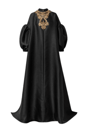 Embellished Pique Gown - Black