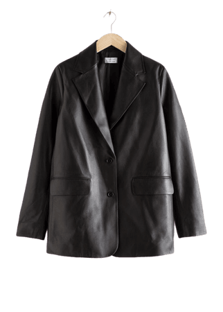 Oversized Leather Blazer - Black - Blazers - & Other Stories