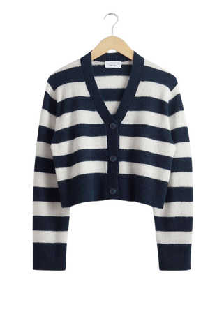 Cropped Knit Cardigan - Navy/White Stripes - Cardigans - & Other Stories US