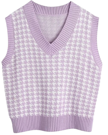Purple Houndstooth Sweater Vest
