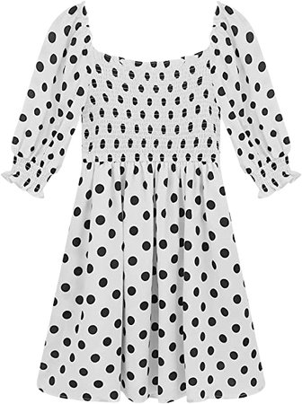 Amazon.com: R.Vivimos Women's Summer Cotton Puff Sleeves Empire Waist Casual Polka Dots Mini Dress with Pockets : Clothing, Shoes & Jewelry