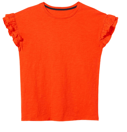 Woven Frill Sleeve T-shirt - Firecracker | Boden US