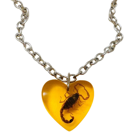 Heart Resin Pendant Necklace Real Scorpion Necklace - Etsy