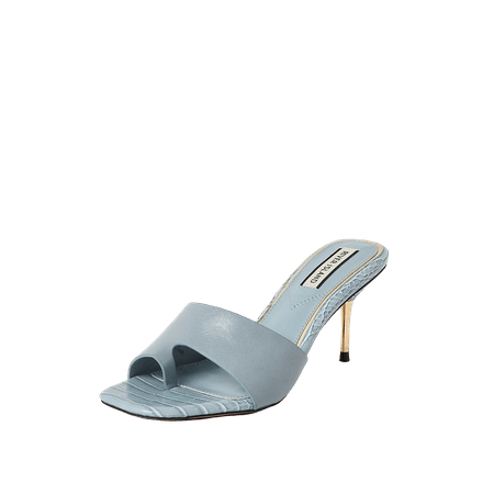 Blue toe loop mule heeled sandals | River Island
