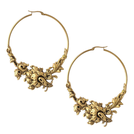 PARADISE. Ornate Floral Hoop Earrings - Gold – REGALROSE