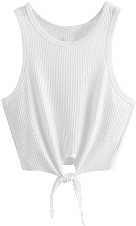 SweatyRocks Women's Crop Top Women Vest Ribbed Tank Top Off White XL at Amazon Women’s Clothing store