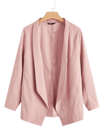 Plus Open Front Solid Coat | SHEIN USA