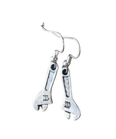 Silver Wrench Dangle Earrings