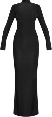 Black Slinky High Neck Backless Maxi Dress | PrettyLittleThing USA