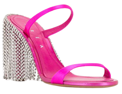 Shop pink AREA fringe trim sandals with Express Delivery - Farfetch