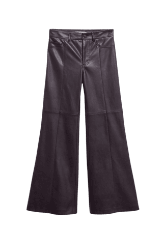Wide leg faux leather pants - Women | Mango USA