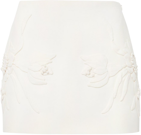 Patch Flowers Wool-Silk Mini Skirt By Valentino | Moda Operandi