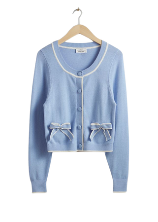 Bow-Detailed Knit Cardigan - Light Blue - Cardigans - & Other Stories US