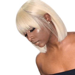 Blonde #613 Bob with Bangs Lace Frontal Wig Full Lace Wig 100% Human H – WoWigsHair