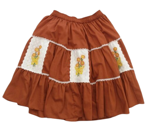 Vintage Pete Bettina sz 14 Skirt Embroidered Flowers Retro 1970s Cottagecore | eBay