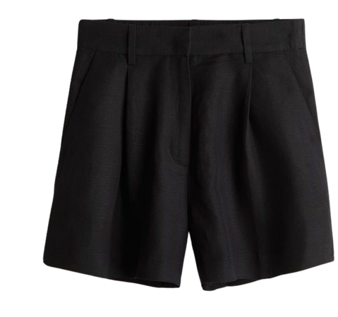Linen-blend Shorts - Black - Ladies | H&M US