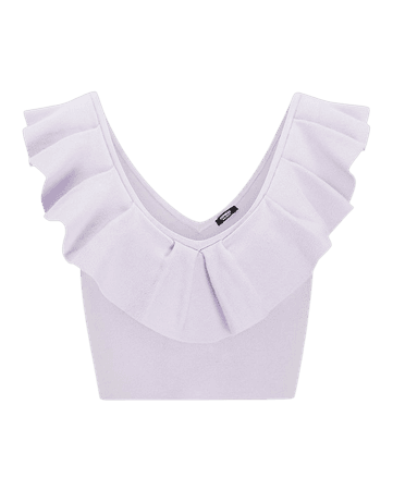 Body Contour Ruffle V-neck Cropped Sweater | Express
