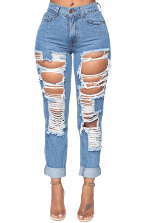 *clipped by @luci-her* Don't Kill My Vibe Distressed Boyfriend Jeans - Medium Blue - Jeans - Fashion Nova