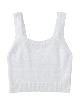 Solid Fuzzy Cami Knit Top | SHEIN USA white