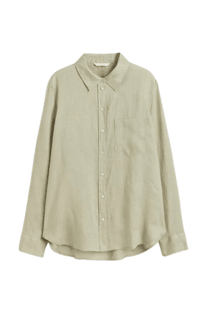 Linen Shirt - Light green-beige - Ladies | H&M US