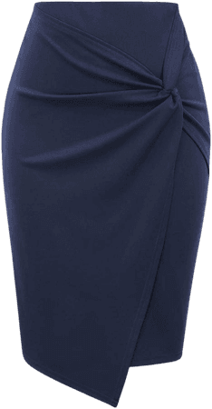 Kate Kasin Wear to Work Pencil Skirts for Women Elastic High Waist Wrap Front at Amazon Women’s Clothing store