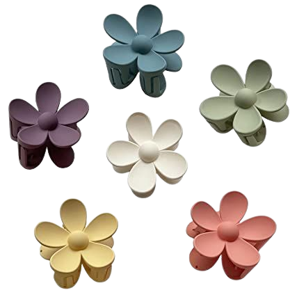 6 PCS Hair Claw Clips Big Hair Clips Plastic Matte Flower Hair Clips for Women Girls Non Slip Jaw Clips Barrettes Hair Accessories Hair Clip for Thick Hair (6 Colors C) : Beauty & Personal Care