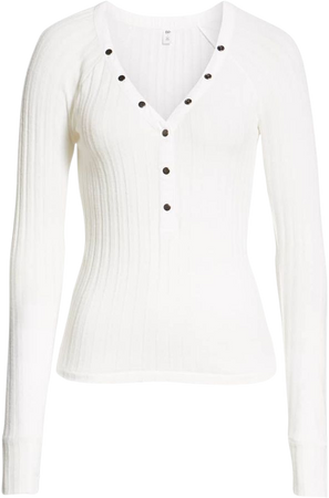 Fitted Henley, ribbed, white, Nordstrom