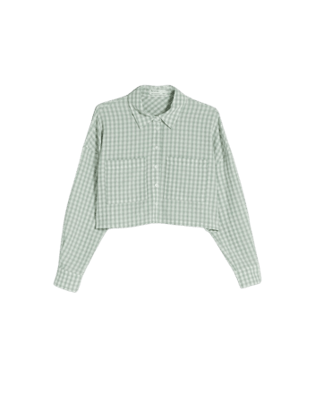 Cropped long sleeve plaid shirt - Shirts - Woman | Bershka