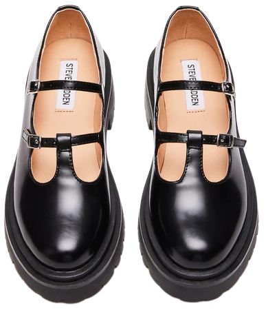 LOTTI Black Leather Mary Jane Loafer | Women's Loafers – Steve Madden