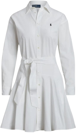 Polo Ralph Lauren Long Sleeve Cotton Fit & Flare Shirtdress | Nordstrom