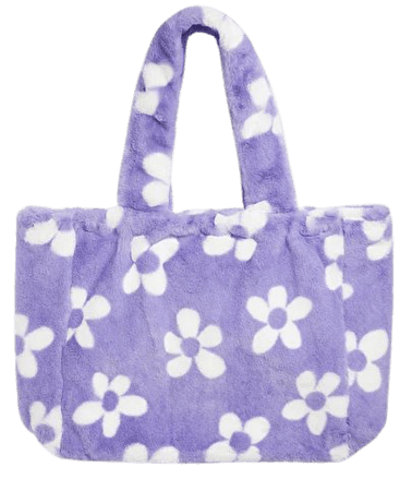 Oversized tote bag - Purple with flowers - Bags - Monki WW
