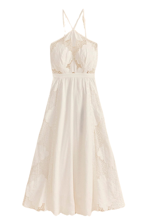 Farm Rio Off-White Embroidered Midi Dress