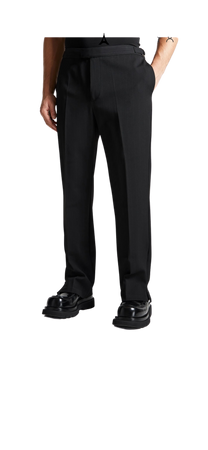 PINSTRIPE TAILORED TROUSERS - BLACK